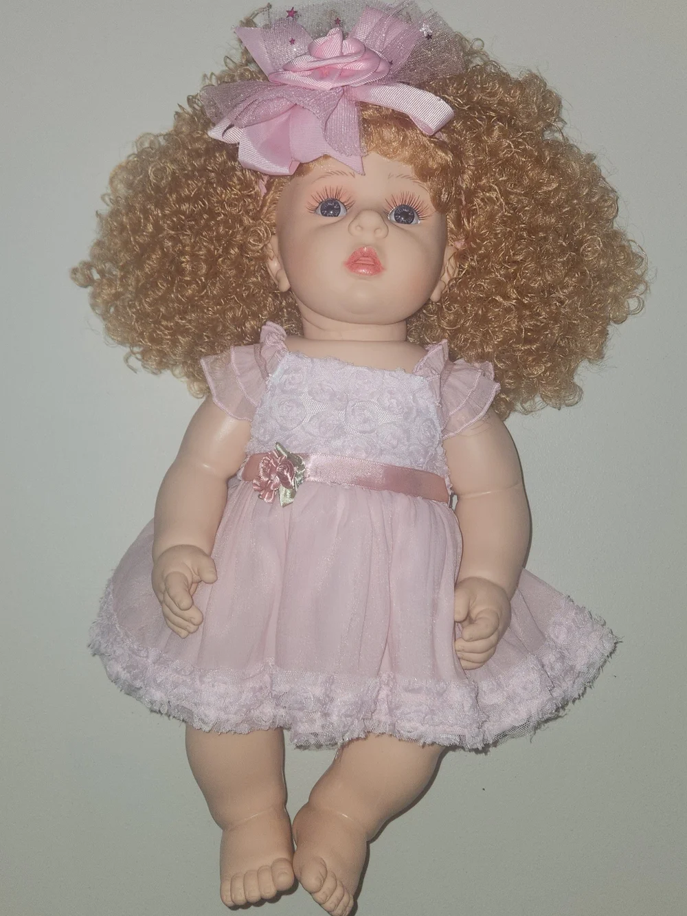 Classic Baby Doll with Copper Curly Hair 19